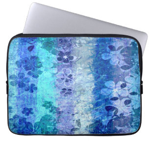 Capa Para Notebook Padrão floral azul retrógrado da vindima