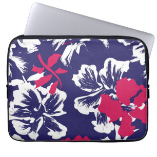 Capa Para Notebook Padrão Floral Azul Vermelho Abstrato Tropical da M