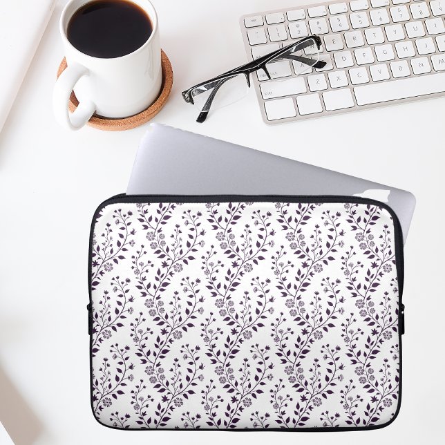 Capa Para Notebook Padrão Floral Boho Moderno Ameixa Branco (Criador carregado)