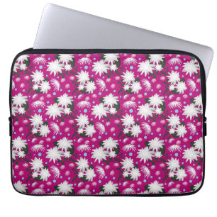 Capa Para Notebook Padrão Floral Botânico de Design Elegante Branco