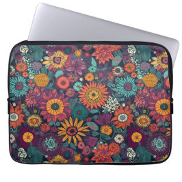 Capa Para Notebook Padrão Floral, Buquê de Flores Coloridas