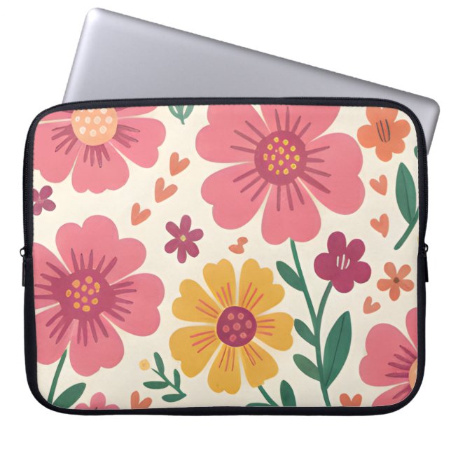 Capa Para Notebook Padrão Floral Caprichoso Pastel Posy (Frente)