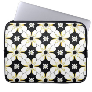 Capa Para Notebook Padrão Floral com Flor Branca e Amarela
