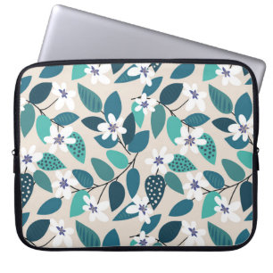 Capa Para Notebook Padrão floral contínuo ventilado. Belo branco