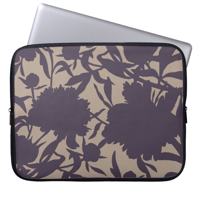 Capa Para Notebook Padrão floral contínuo ventilado. Silhouettes feit (Frente)