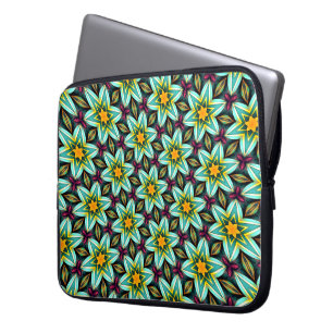Capa Para Notebook Padrão Floral das Estrelas Verdes