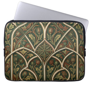 Capa Para Notebook Padrão Floral de Cardo Vitoriano Verde Escuro