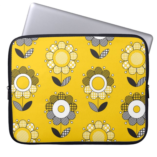 Capa Para Notebook Padrão Floral de Folk Amarelo Simples (Frente)