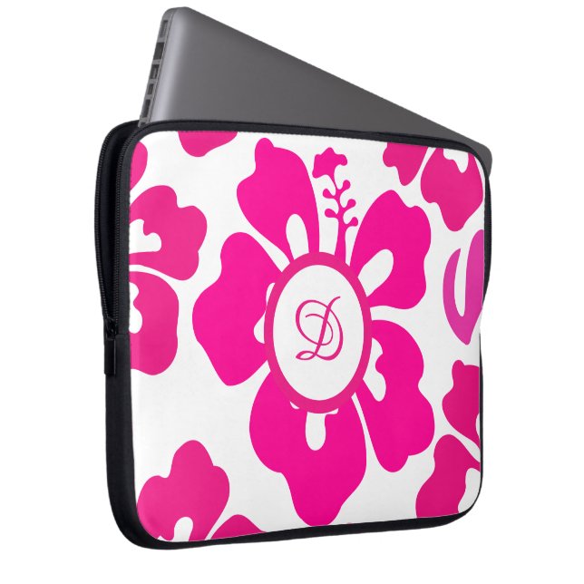 Capa Para Notebook Padrão floral de hibisco tropical rosa do Havaí (Frente Esquerda)