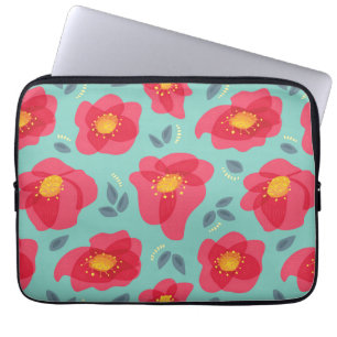 Capa Para Notebook Padrão floral de na moda, cor-de-rosa e azul