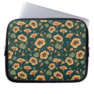 Capa Para Notebook Padrão Floral de Nasturtium Vibrant