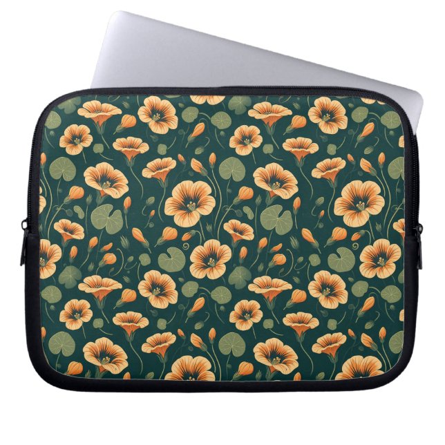 Capa Para Notebook Padrão Floral de Nasturtium Vibrant (Frente)