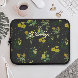 Capa Para Notebook Padrão Floral de Nome de Script Personalizado