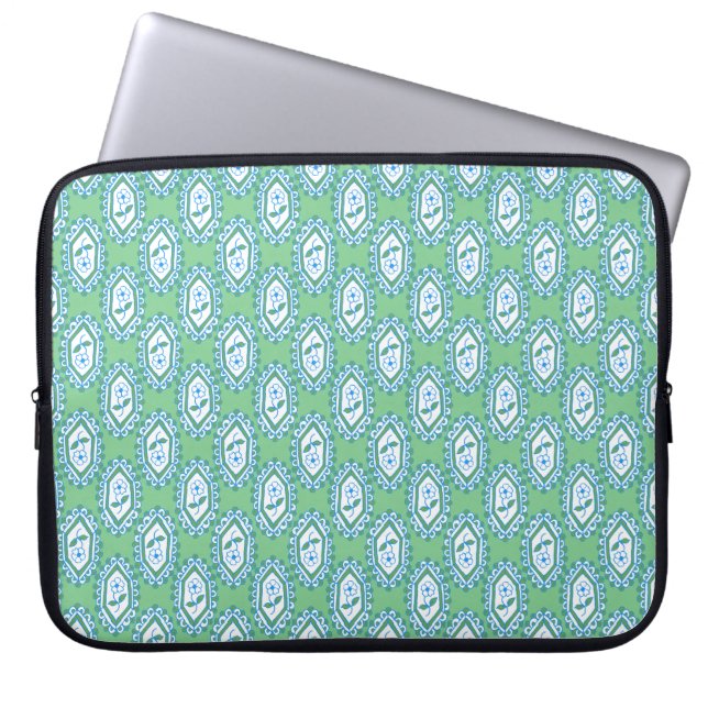 Capa Para Notebook Padrão Floral de Viagem Azul Chic Periwinkle (Frente)