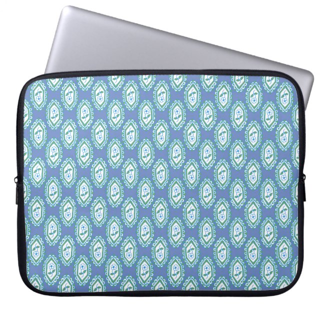 Capa Para Notebook Padrão Floral de Viagem Azul Chic Periwinkle (Frente)
