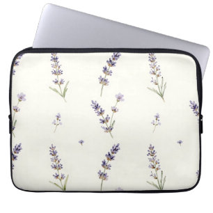 Capa Para Notebook Padrão Floral Delicado de Lavanda em Aquarela