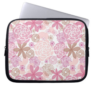 Capa Para Notebook Padrão Floral Delicado Rosa e Castanho