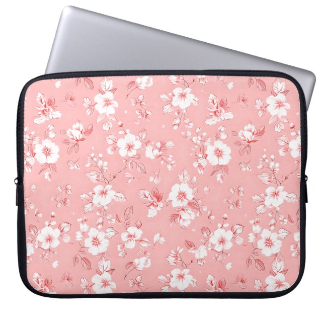 Capa Para Notebook Padrão floral do estilo Pink Pálido (Frente)
