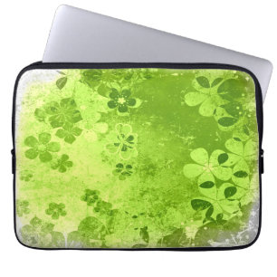 Capa Para Notebook Padrão floral do limão retrô verde da vinhagem