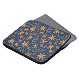 Capa Para Notebook Padrão Floral Dourado Desenho Botânico