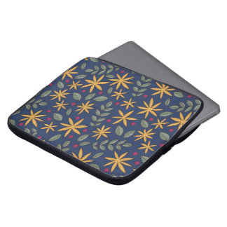 Capa Para Notebook Padrão Floral Dourado Desenho Botânico