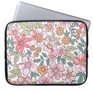 Capa Para Notebook Padrão floral elegante em flor de desenhar de mão 