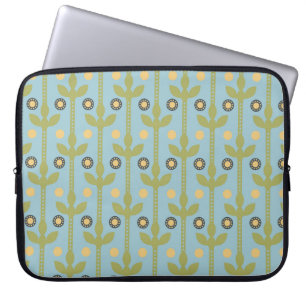 Capa Para Notebook Padrão Floral Folksy Verde e Azul