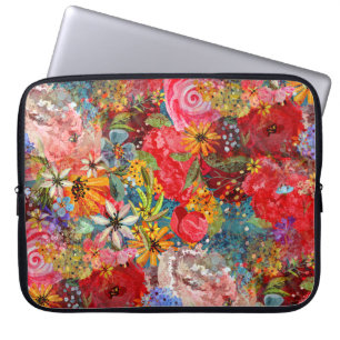 Capa Para Notebook Padrão Floral Grande Abstrato de cor brilhante