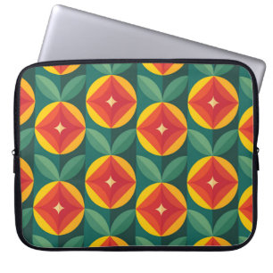 Capa Para Notebook Padrão Floral Laranja Moderno do meio século