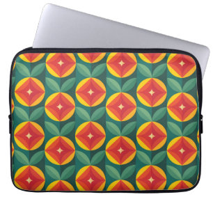 Capa Para Notebook Padrão Floral Laranja Moderno do meio século