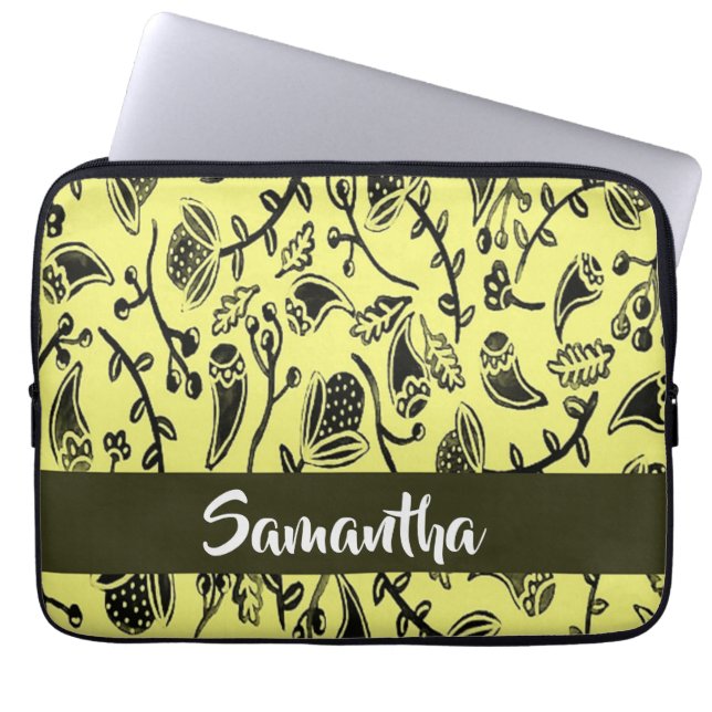Capa Para Notebook Padrão floral marrom (Frente)