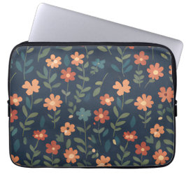 Capa Para Notebook Padrão Floral Pintado à Mão de Prado à Meia-Noite