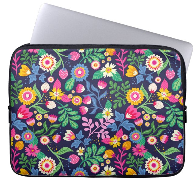 Capa Para Notebook Padrão Floral Pintado Exótico-48330 (Frente)