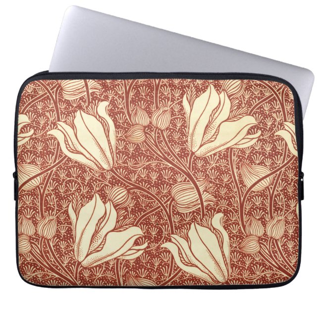 Capa Para Notebook Padrão Floral Red Lily no Estilo de William Morris (Frente)