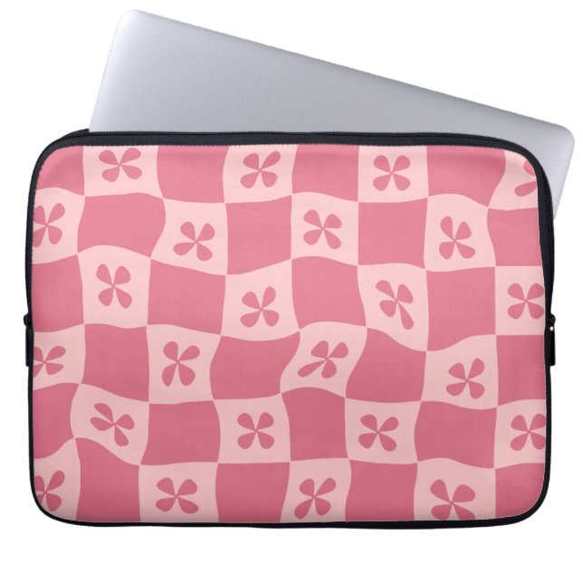Capa Para Notebook Padrão Floral Retro-Rosa Verificado (Frente)