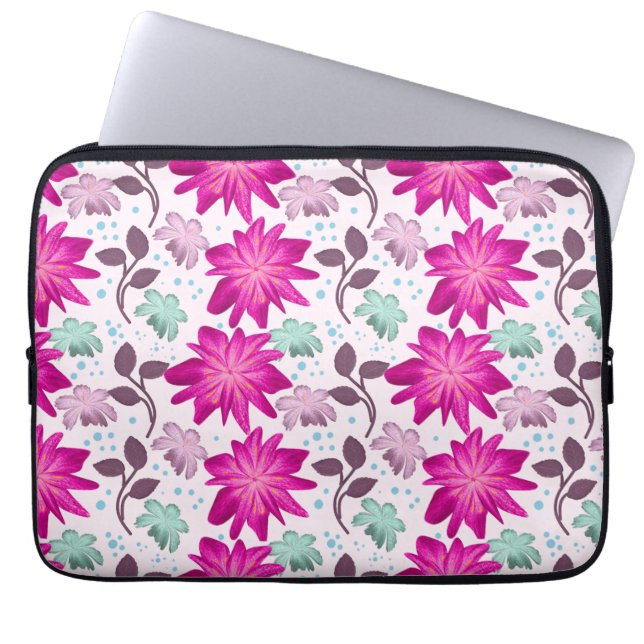 Capa Para Notebook Padrão floral rosa (Frente)
