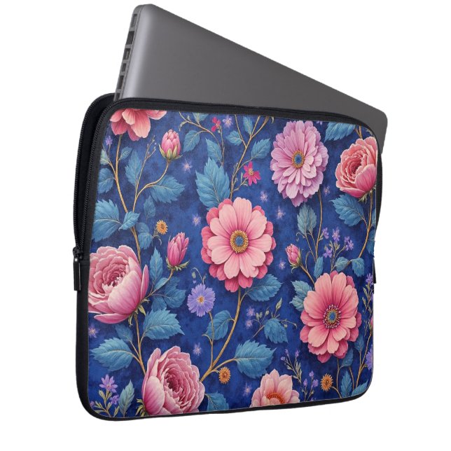 Capa Para Notebook Padrão floral rosa bonito (Frente Esquerda)