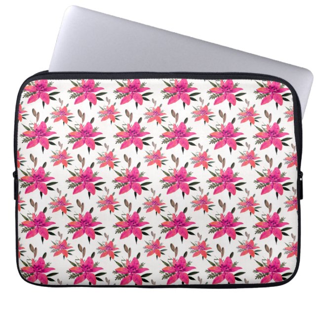 Capa Para Notebook Padrão Floral Rosa Design- 29500 (Frente)