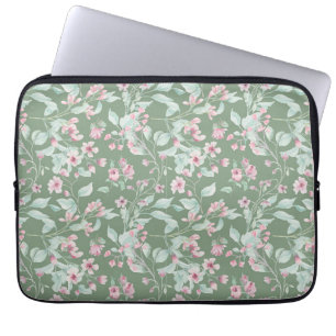 Capa Para Notebook Padrão floral rosa e esbranquiçado