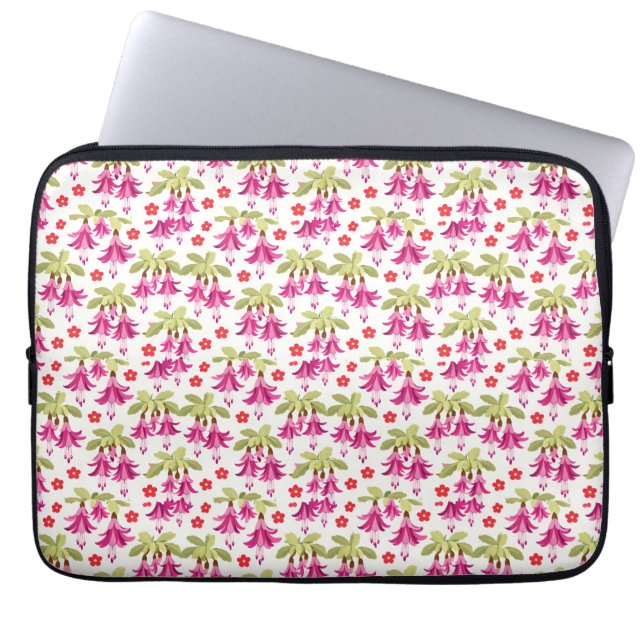 Capa Para Notebook Padrão Floral Rosa Fuchsia – Botânica Retrô (Frente)