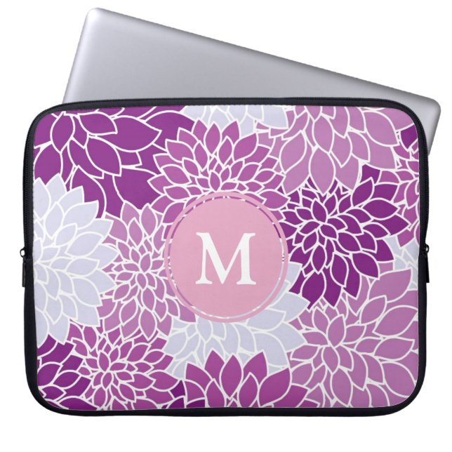 Capa Para Notebook Padrão Floral Roxo Bonito Monograma (Frente)
