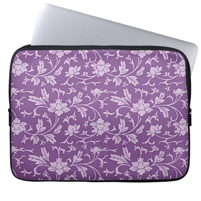 Capa Para Notebook Padrão floral roxo e lilás (Frente)