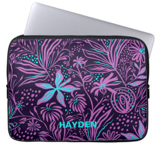 Capa Para Notebook Padrão Floral Roxo Moderno Escuro Personalizado