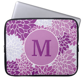 Capa Para Notebook Padrão Floral Roxo Vintage com Inicial Monogramada