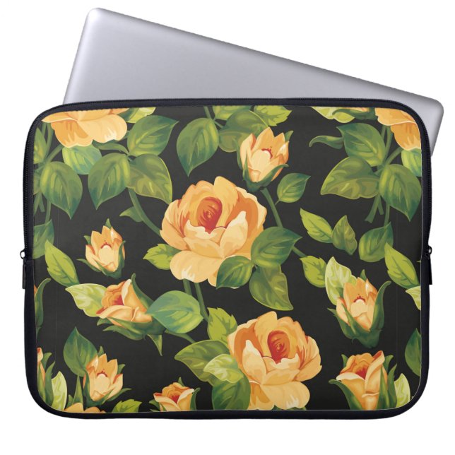 Capa Para Notebook Padrão floral sem costura com belos rosas (Frente)