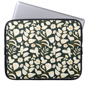Capa Para Notebook Padrão floral sem costura com borboletas e insetos