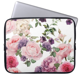 Capa Para Notebook Padrão floral sem costura com rosas, aquarela. p