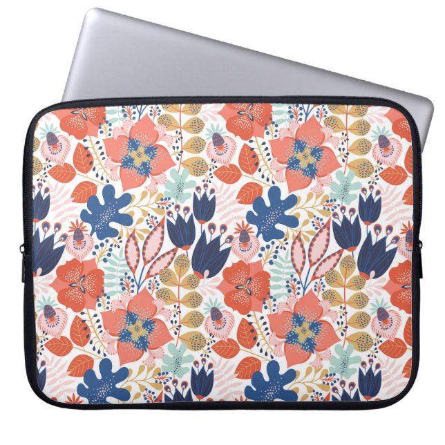 Capa Para Notebook Padrão floral sem costura em branco. Abstrato back (Frente)