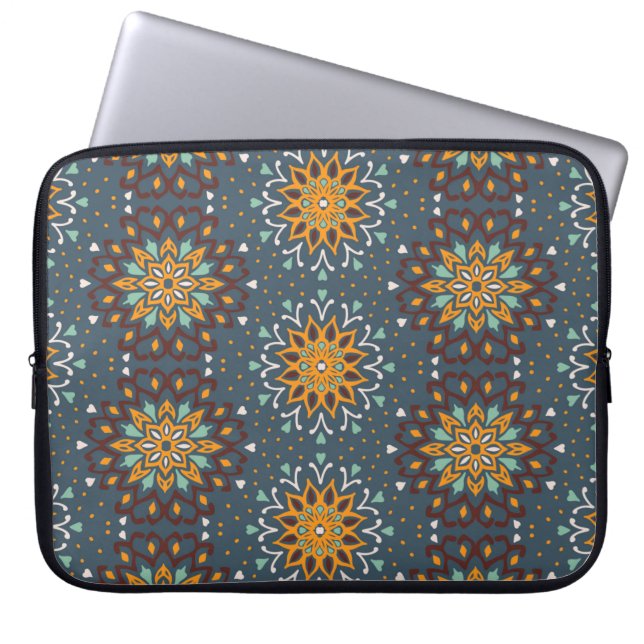 Capa Para Notebook Padrão floral sem costura. Flores de rabisco estil (Frente)