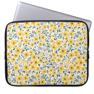 Capa Para Notebook Padrão floral sem costura, Pequenas flores amarela